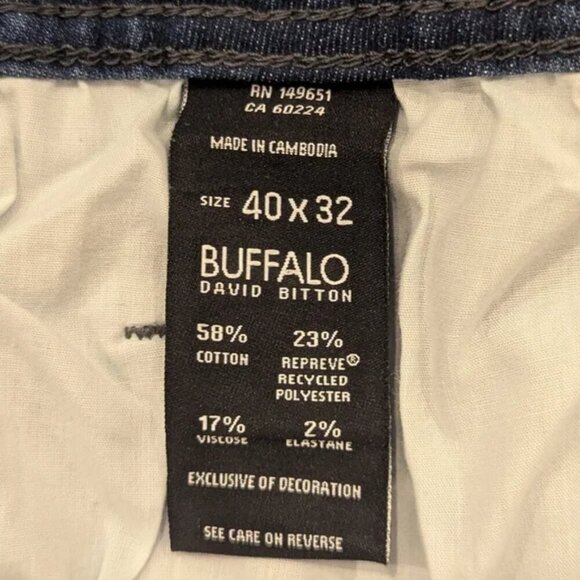 Buffalo David Bitton 40x32 Adam Slim Stretch Jeans Mens Blue Medium Wash - Picture 5 of 5